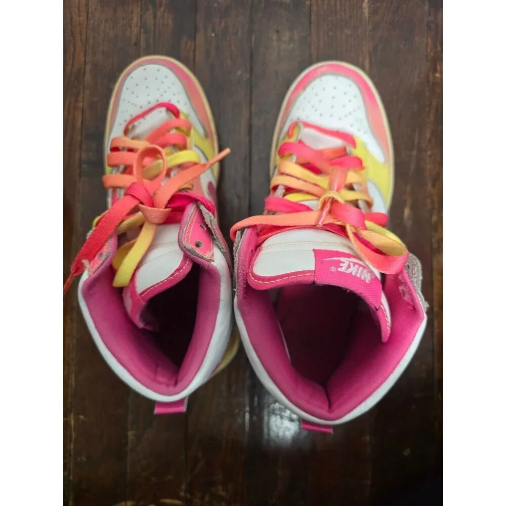 Nike Dunk High GS Rainbow Pink Yellow Sneaker6 Y